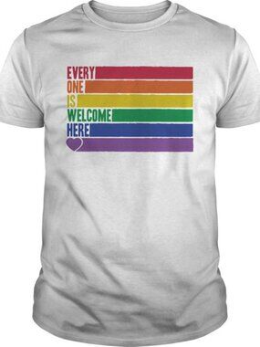 Unisex Tee, Lgbt Rainbow Everyone Is Welcome Here Hear Shirt